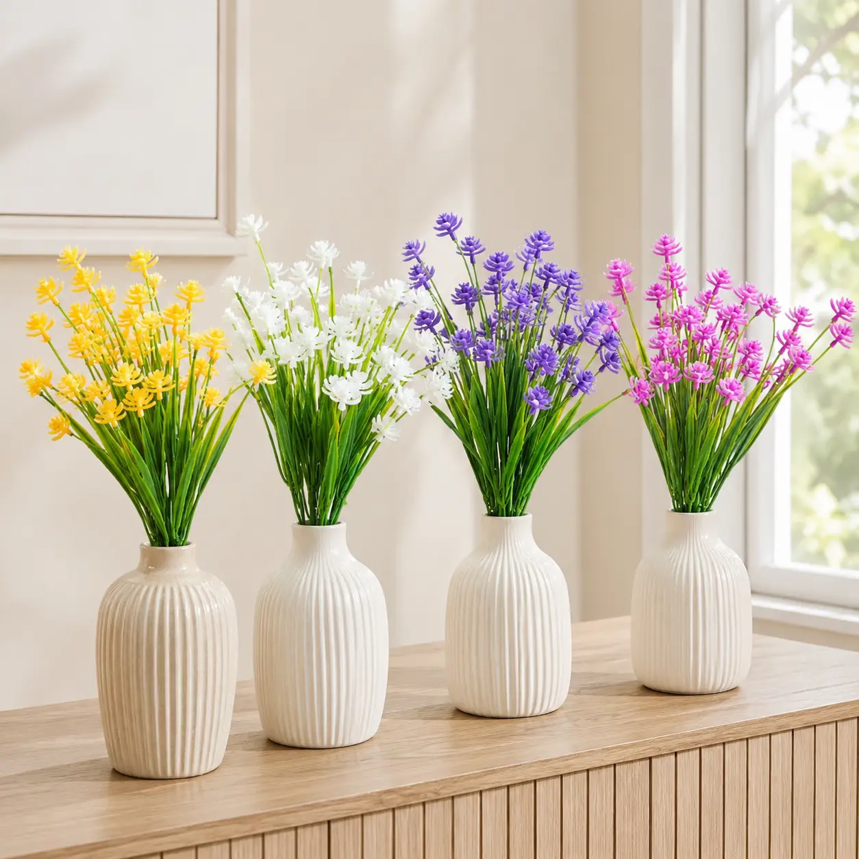 Yellow Synthetic Spring Tea Flower Bonsai Bouquet - 1-Piece Durable, UV-Resistant Outdoor Safe Decoration, Realistic Indoor Home Filler for Porch, Farmhouse Artificial Flowers