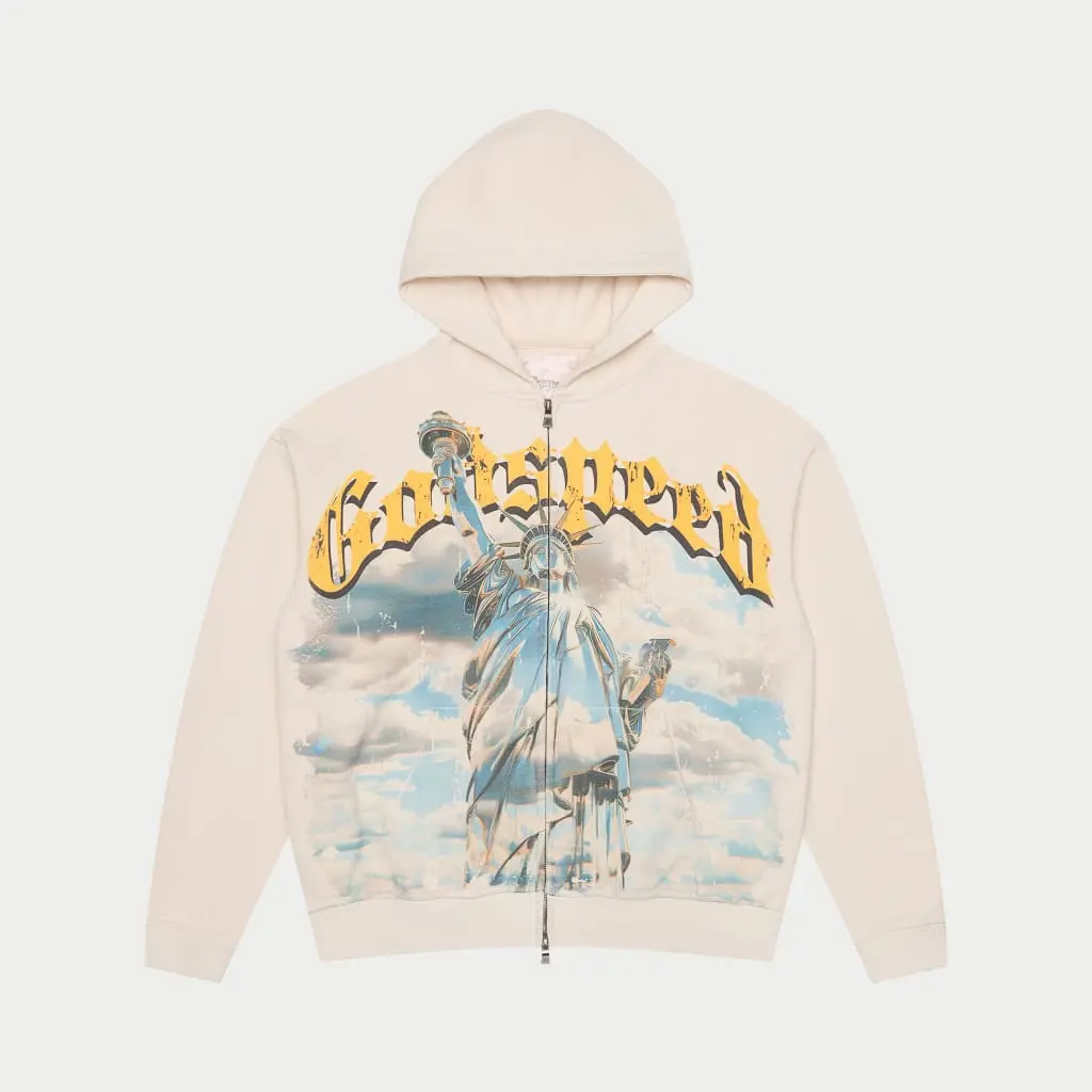 Godspeed - Chrome Liberty Zip Up Hoodie - Bone