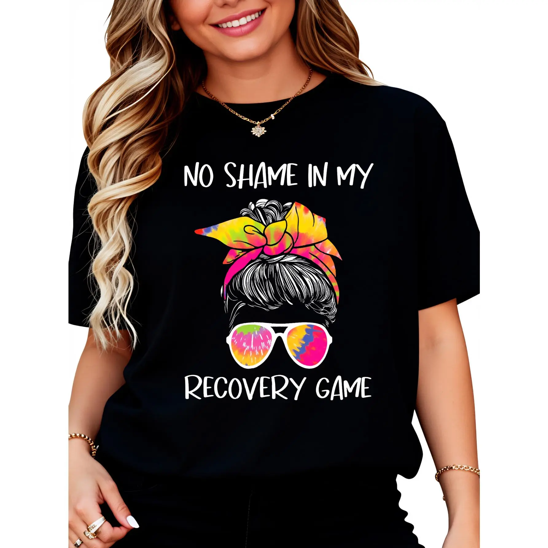 100% Cotton No Shame In My Recovery Game - Sobriety AA NA Anniversary T-Shirt