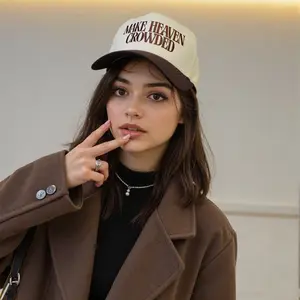 MAKE HEAVEN CROWDED TwoTone Trucker Hat,Embroidered Headwear,Adjustable Snapback,Trucker Cap,Faith Trucker Cap,Christian Gift, Jesus Hat flat  bill  hat  girls