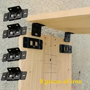 4-Piece Set 8-Pack Metal Snap-On Dual-Use Insert, L-Shaped 90-Degree Connector for Furniture Shelves, Thickened Home Decor Hardware, Sturdy Metal Bracket, Easy Installation