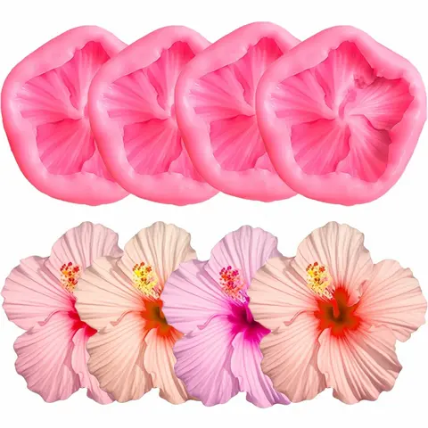 4pcs Hibiscus Silicone Mold Set | Flower-Shaped Molds for Decoration, Soap, Aromatherapy Candle Making, Clay Resin Casting - Tools, Pendant Moulds, Perfect for Gifts for Valentine'S Day, Mother'S Day, Father's