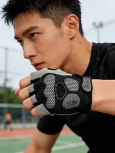 Fitness Gloves for Men - Anti-Slip Gym Workout Gloves with Palm Padding (Half Finger)