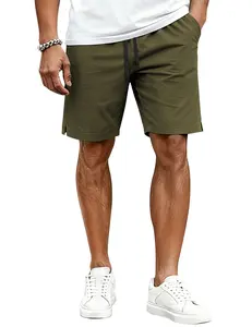 COOFANDY Mens Casual Shorts Cotton Drawstring Elastic Waist Lightweight 9" Chino Golf Shorts Summer Beach Shorts