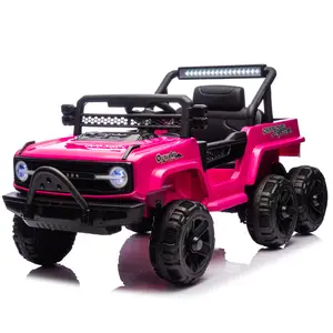 12V Kids Ride on 6-Wheel Electric Truck Car W/Parents Control ,Ride on Jeep Car for Kids Gift for Children's Day, Six-Wheel Suspension,Four Motors,Power Display,Searchlight,LED Lights,Music&Bluetooth,USB,MP3&Microphone Ports,Slow Start for Kids 3-5
