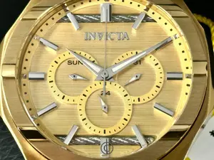 NEW Invicta 31829 Mens Bolt 48mm Gold Dial 22k Gold Tone Stainless Steel Watch