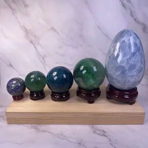 CRYSTALS 444 U - Wooden Crystal Sphere Stand - Multiple Size Variants - Rotating Crystal Stand