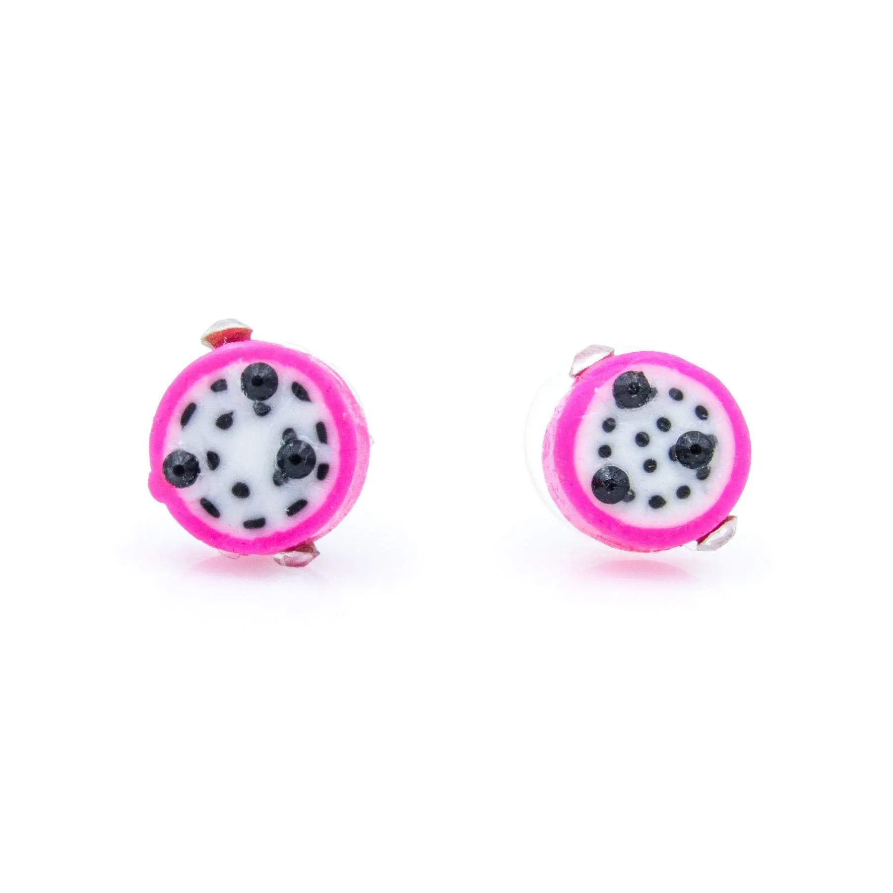 Clay Dragon Fruit Stud Jewelry Earrings With Rhinestones