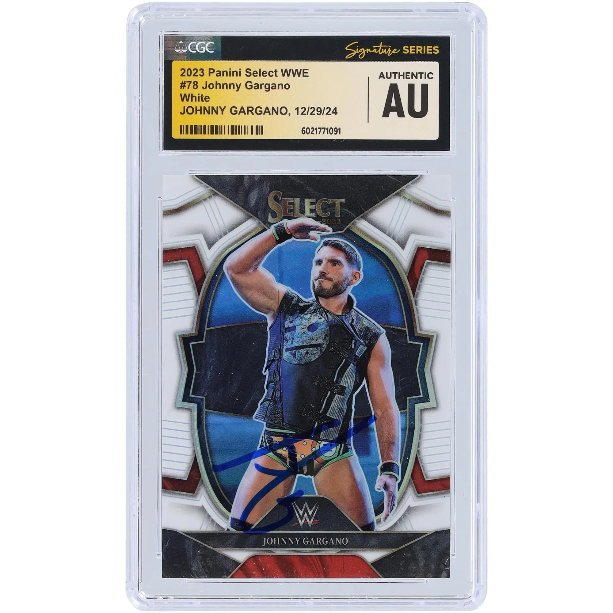 Johnny Gargano WWE Autographed 2023 Panini Select White Prizm #78 #/125 CGC Fanatics Witnessed Authenticated Card - Fanatics Authentic Certified
