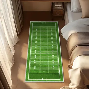 American Football Field Map Rug, Large Indoor Carpet for Living Room and Bedroom, Traditional Farmhouse Design, Striped Home Decor Mat