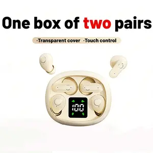 Wireless Earbuds Bluetooth 5.4, 2 Pairs Mini Invisible Earbuds with LED Digital Display, Noise Cancelling Gaming Headset, Low Latency, Waterproof Sports & Sleep Earphones with Mic