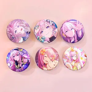 Megurine Luka Cartoon Badges Tinplate Soft Button Pin Brooch Metal Badge Custom Jewelry Accessories Hat Bag Lapel