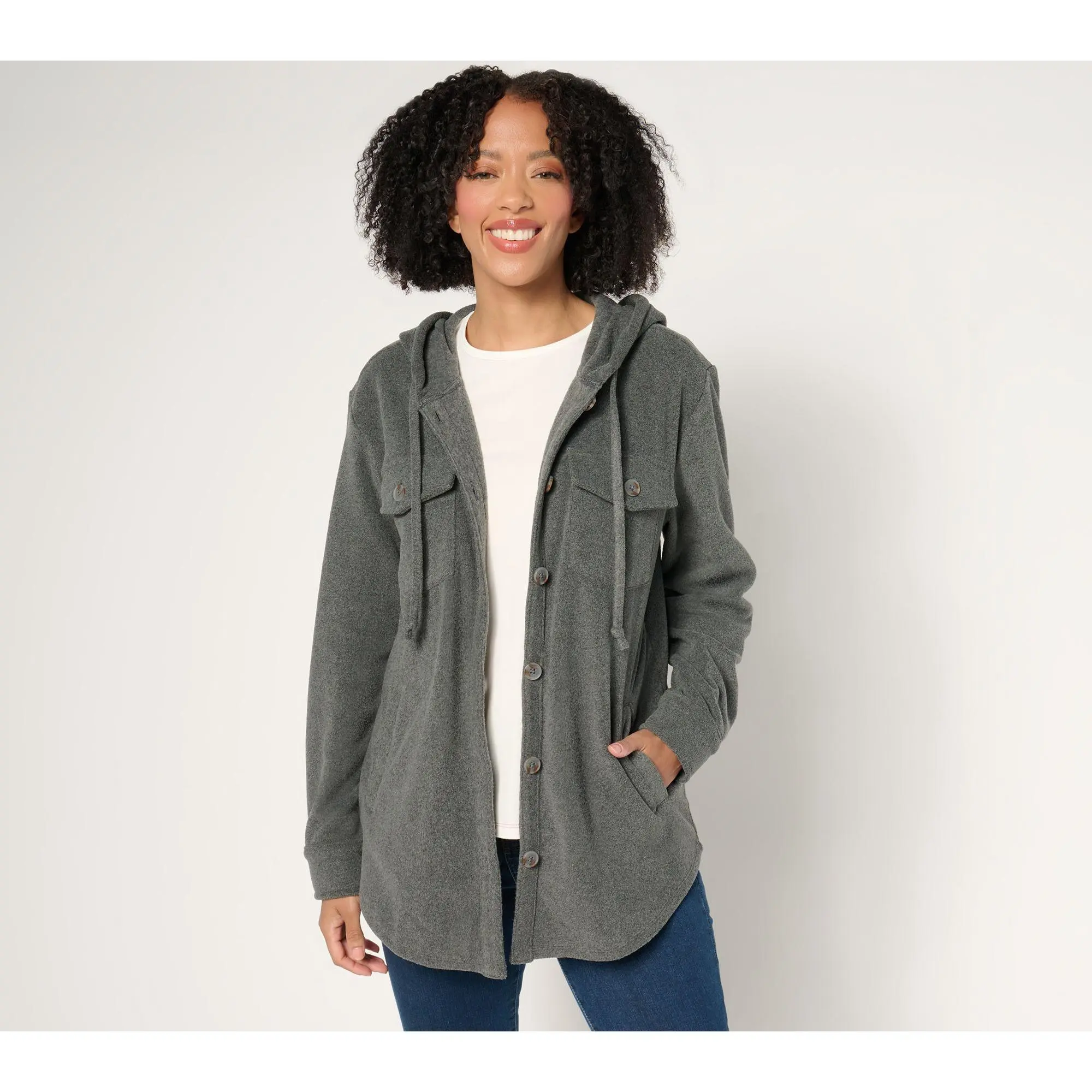 Belle by Kim Gravel Go To Fleece Hooded Shacket