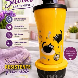 Michi Black  súper  vaso ilumina capacidad de 500 ml y recipiente pequeño de 200ml diseñado para snacks
