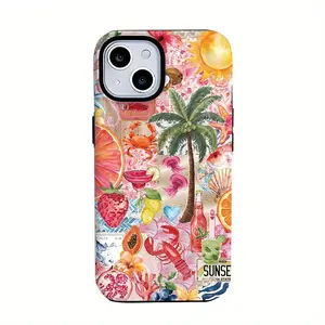 Vibrant Summer Theme Phone Case, Durable Dual Layer Protection, Compatible with Various iPhone Models, Relaxing and Casual Design