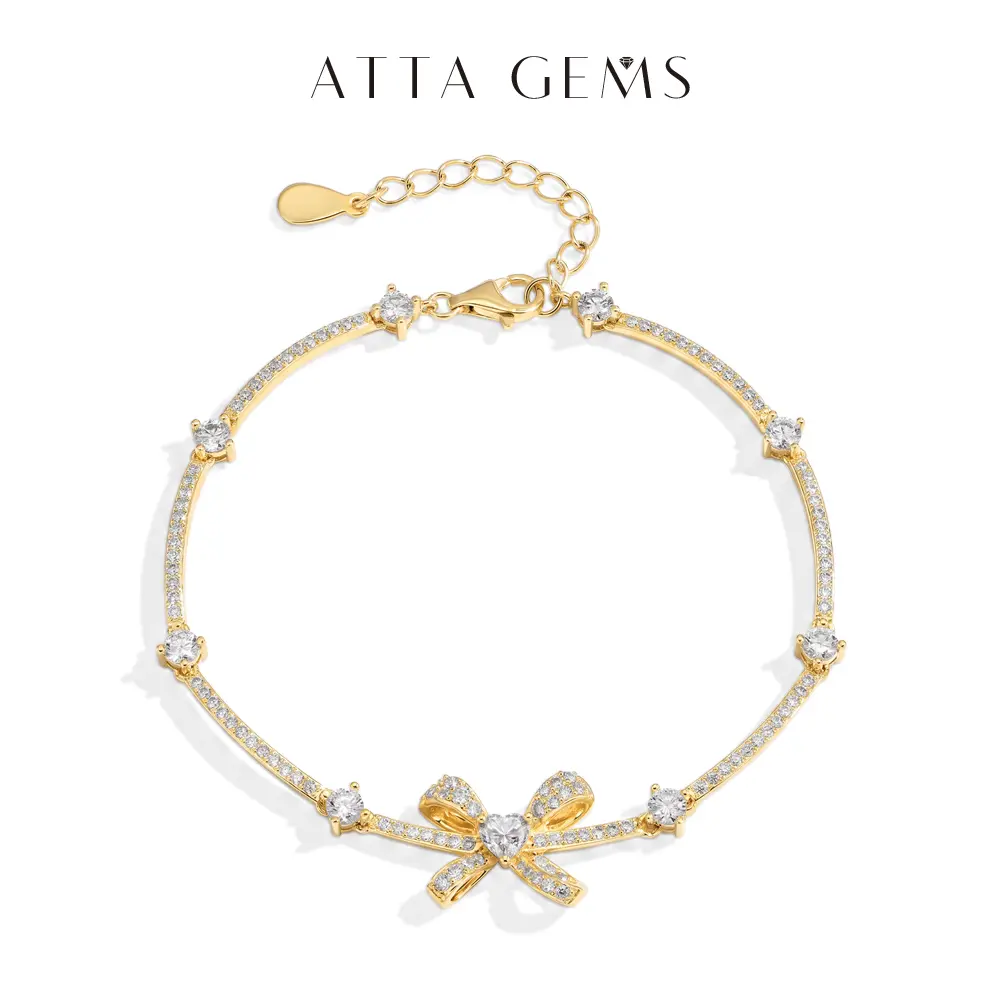 ATTAGEMS High Quality Link Gemstone Bracelet - S925 Sterling Silver, 4*4MM Heart Cut Lab-Created Moissanite, Women's Daily Jewelry, Anniversary Birthday Gift B082, High Quality Bracelet, Link Bracelet