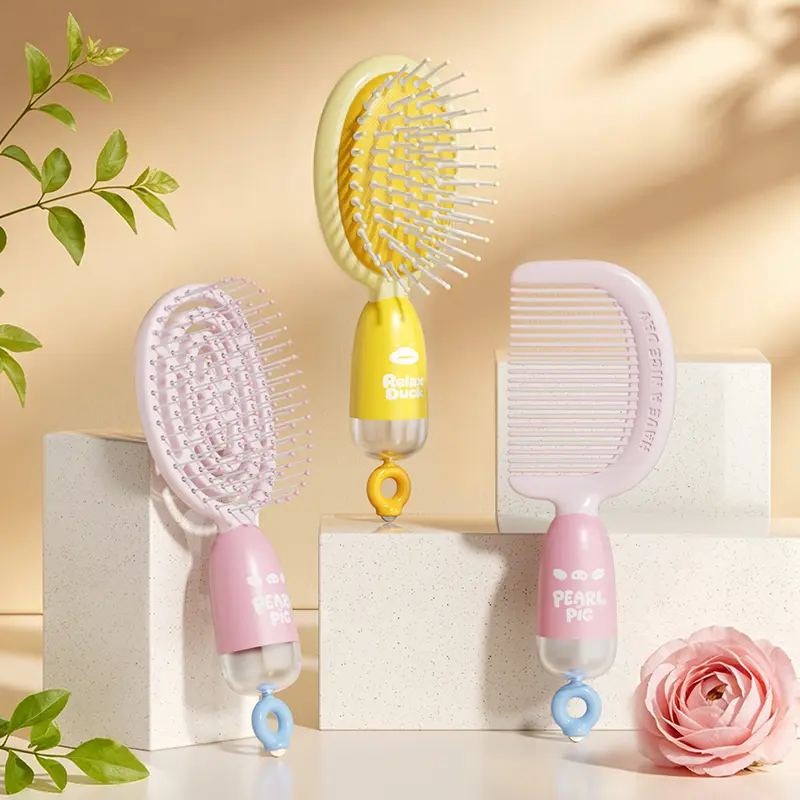 Cute Pastel Hair Comb Portable Scalp Massage Air Cushion Brush Detangler Skeleton Wide Tooth Hairbrush Anti-static Pain-free Hair Styling Tool With Hidden Storage For Kids Girls Women Travel Daily Hair Care Accessories