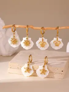 Ocean Wind Shell Earrings for Women, Dainty Fashion Jewelry, Daily Vacation Wear, Pair of Seashell Ear Accessories, Perfect for Ladies' Everyday Use