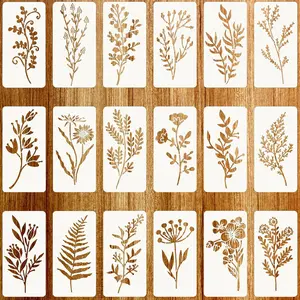Reusable 18 Flower Stencils Painting Craft Templates for Drawing on Wood Walls and Furniture