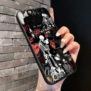 Rounded Edge Phone Case for Google Pixel 10 9 8 7 Pro A XL Gothic Love Ode Pattern Anti-Scratch Shockproof Soft Liquid Silicone Protective Cover Smartphone Casing