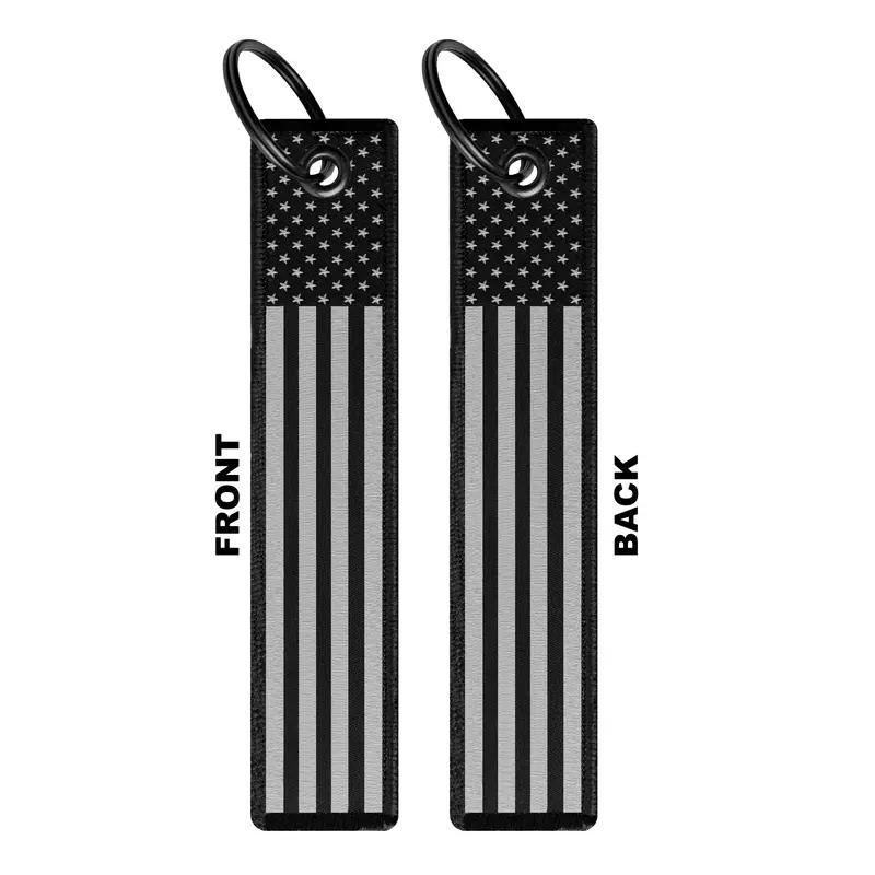 American Flag License Plate, Frame, and Key Tag Combo Black-on-Matte Black