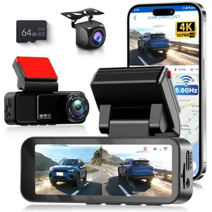 4K Front & 2K Rear Dual Dash Cam, 3.16 in Car Recorder with Night Vision, ADAS, GPS Tracking, 24/7 Parking Monitoring, WiFi, 64GB SD Card Included,summervibes
