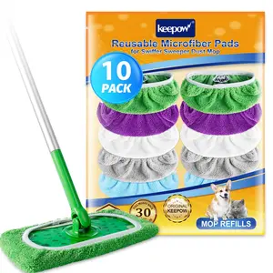 KEEPOW Reusable Microfiber Pads Compatible With Swiffer All 10 Inches Flat Mop (mop is not include)