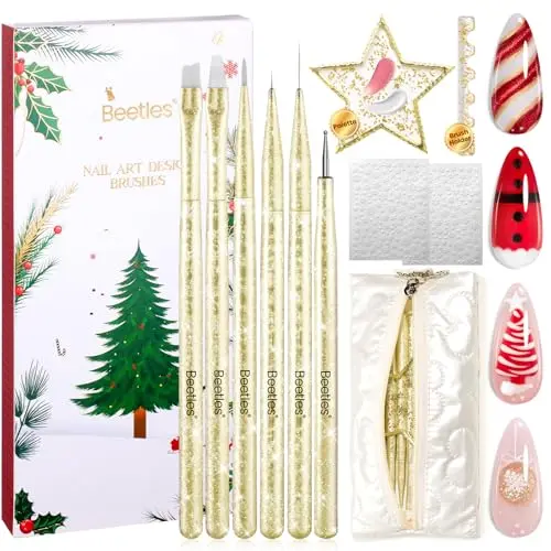 Christmas Nail Art Brushes Set - Golden Gleam