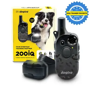 Dogtra 200iQ Remote Training E Collar – 100 Levels, Tone, Vibration, 1/2 Mile Range – Compact, Waterproof, One-Handed Control for Dogs 10 lbs – Lightweight Daily Training – Black Leopard