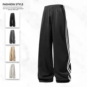 Vintage side stripe wide-leg pants, casual retro style, striped design, suitable for men and women who love vintage fashion, ideal for commuting to work, weekend shopping trips, and dating outings. summervibes