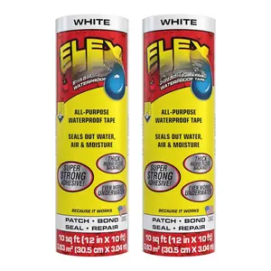 ,  Thick ible Rubberized   - Seal and Patch Leaks, Works Underwater, Indoor Outdoor -  RV Roof Plumbing and Pool Repairs, White, 12 in x 10 ft, Pack of 2