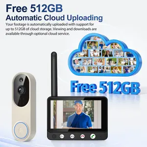 1080P 4.5-Inch Color Screen Wireless Smart Camera, Artificial Intelligence Human Detection, Instant Alarm, Real-Time Image, Two-Way Audio, 2.4G WiFi Camera, Night Vision, 100% Wireless, 512GB Free Cloud Storage, Battery-Powered Camera