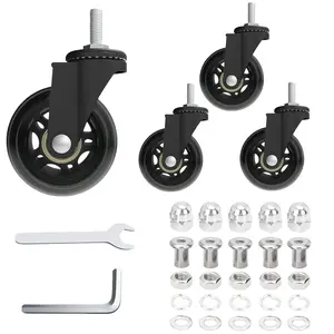 Creeper Caster Wheels Set of 4, Roller  Rubber Heavy-Duty 2.5 Inch Castor Replacement, 360  No Noise Wheel for Mechanic Stool, Rolling Creeper Garage Seat