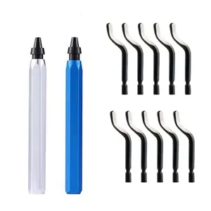 2Pieces Deburring Tool with 10PC HSS Blades for Metal, Resin, Aluminum, Copper, Plastic, 3D Printing Burr Removal Reamer (Silvery/Blue)- Home Improvement.