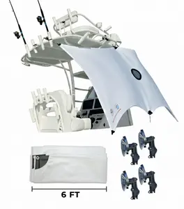 SOS Boat Screen UPF 50+ 50"x50" with 4-way Stretch Ventilated Center & 3-function Clips for Easy Mounting on Boat Hull or Glass Vehicle Outboard Motor