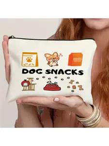 Unisex-Adult Dog Snack Storage Bag, Cute Pet Snack Pattern, Lightweight Zippered Pouch for Travel, Unscented, Ideal for Pet Toys, Snacks, Collars - Perfect Gift for Dog Moms