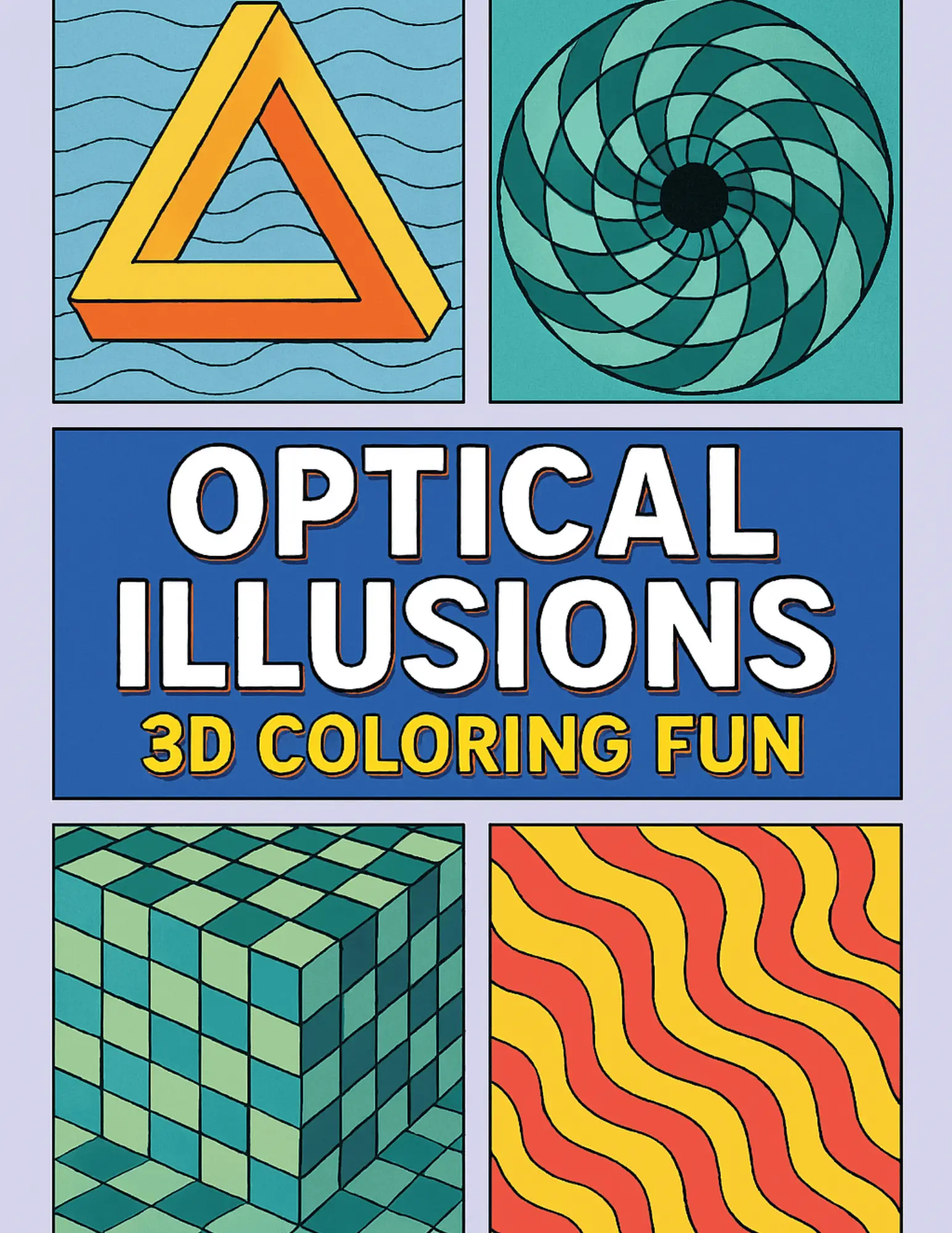 Optical Illusions 3D Coloring Book Sheets For Adults and Teens