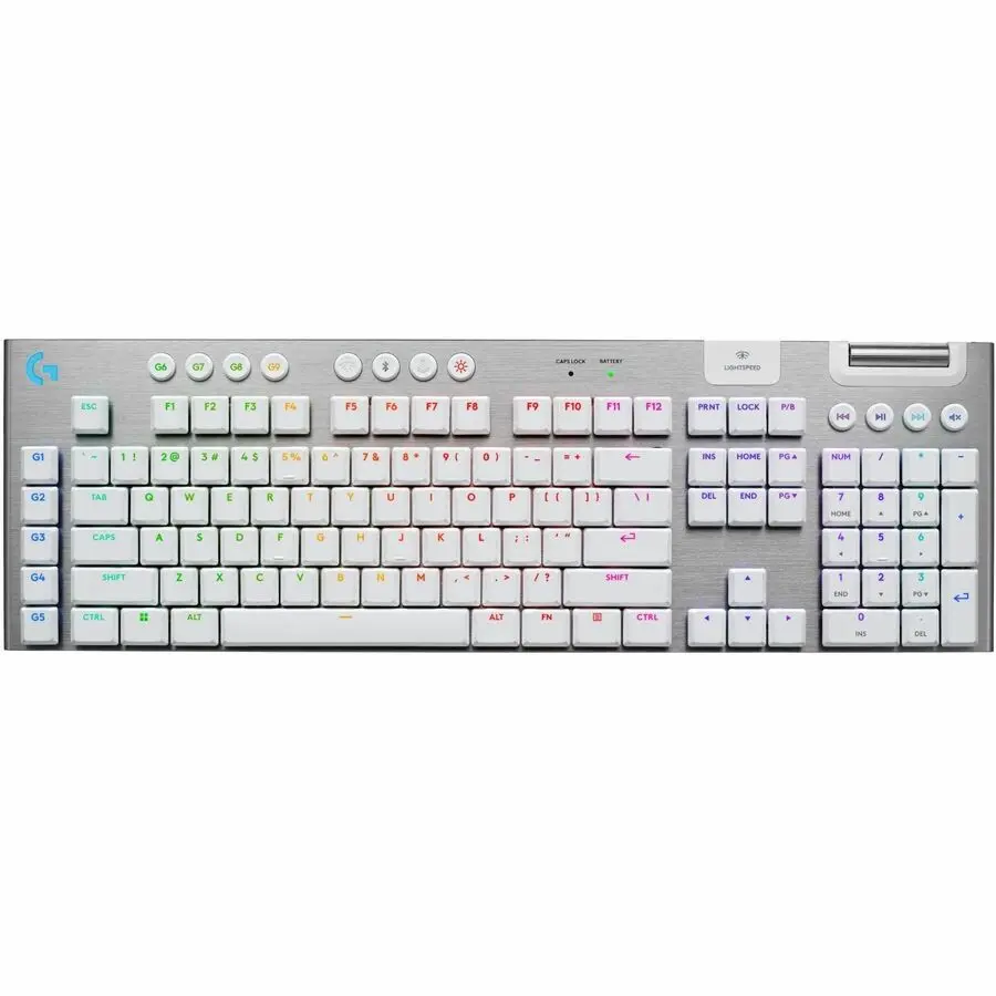 Logitech G915 X Lightspeed Low-Profile Wireless Gaming Keyboard, White Tactile