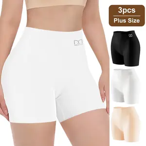 QUASTI 3-Piece Plus Size High-Waisted Women's Shaping Shorts, Silky Smooth and Breathable, Highly Elastic and Comfortable, Anti-Exposure, Tummy Control and Butt Lifting Shaping Safety Shorts, Seamless Shorts Brief , Sizes: 1XL-5XL