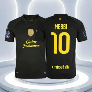 11 12 Third Away Kit Black 10# Messi Short Sleeve Retro Soccer Jersey Fans Version
