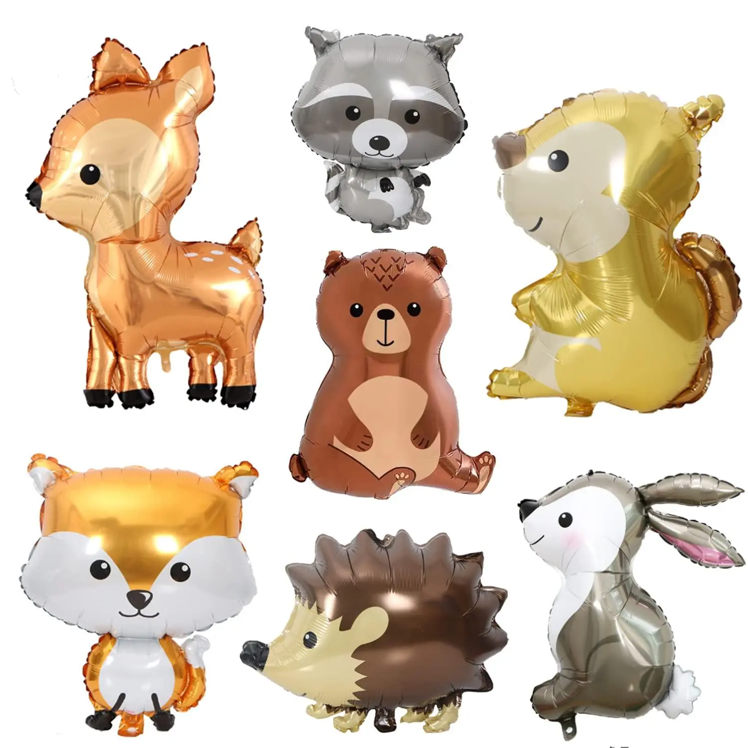 7Pcs Woodland Animal Balloons Forest Animals Foil Mylar Balloon For Woodland Themed Baby Shower,Jumbo Bunny Fox Squirrel Hedgehog Raccoon Balloons Woodland Balloons For Birthday Party Decorations