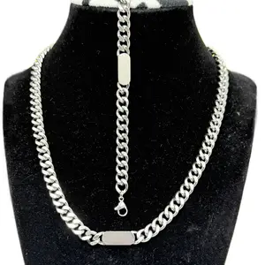 Stainless Steel Kids' Necklace & Bracelet Set 16-18" Chain 6”-7" Bracelet Water Resistant Custom Engraving Included