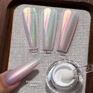 YOKEFELLOW GleamTap Cushion Aurora Chrome Nail Powder GT311 Pinkstar Prism/Blue Pink with Pink Sheen and Holo Aura Nail Chrome Powder Super Shine Aurora Metallic Chrome Powder Nail Art Glitter Decoration for Home DIY Salon Manicure