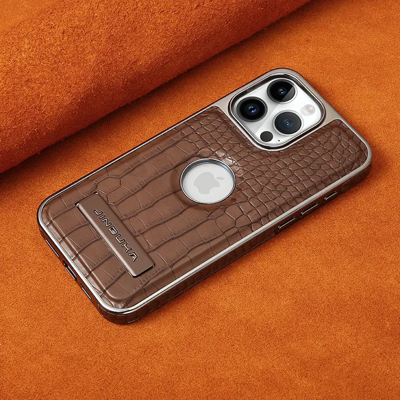 Crocodile Pattern Fin Leather Electroplate Shockproof Back Cover with Protection for iPhone 16,15,14,13,12,11,Pro,Max,Plus