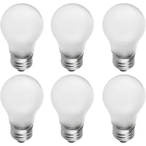 Frosted A15 Incandescent Appliance Light Bulb, 40 Watt, 2700K Soft White, E26 Medium Base, 320 Lumens, 130V (6 Pack)
