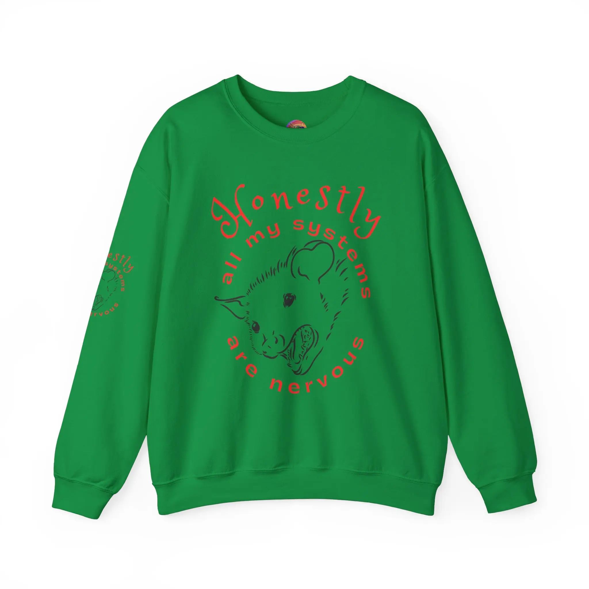 honestly all my systems are nervous/ possum/ mental health/ anxiety Unisex Heavy Blend™ Crewneck Sweatshirt