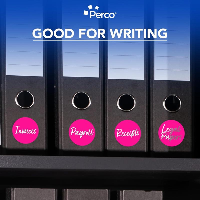 Perco 3-Inch Round Circle Dot Sticker Labels with Easy Peel Perforation - 500 Labels per Roll Strong Adhesion Vibrant Colors for Organizing Crafting & More Made in USA