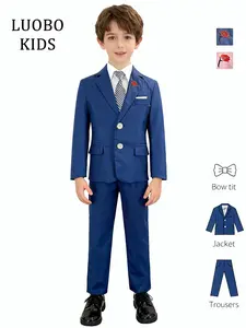 【LUOBO KIDS】Elegant Embroidered Gentlemen's Suit for Boys, Pink and Blue Suits, Perfect for Weddings, Parties, Holidays, with Korean Fashion Design (Shirt Not Included)