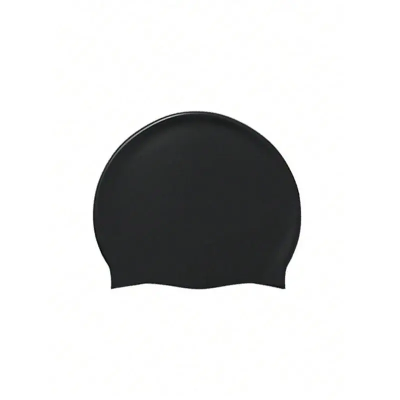 Unisex Adult Professional Black Silicone Swimming Cap - Waterproof, Anti-Slip, Comfort-Fit for Long Hair, Pool Sports