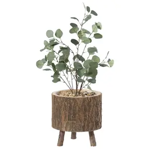 Vintiquewise QI003837 Wooden Stump Tree Log & Bark Planter Pot with Small Tree Branch Legs
